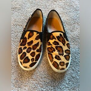 J Crew leopard print slip ons